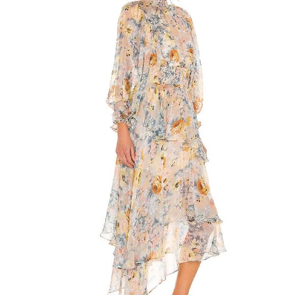 Elliatt White and Yellow Ruffled Tiered Sundress Mock Neck - Picture 2 of 9